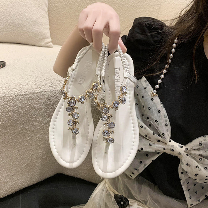 Women's Rhinestone Diamond Summer Sandals in White | Confetti Living