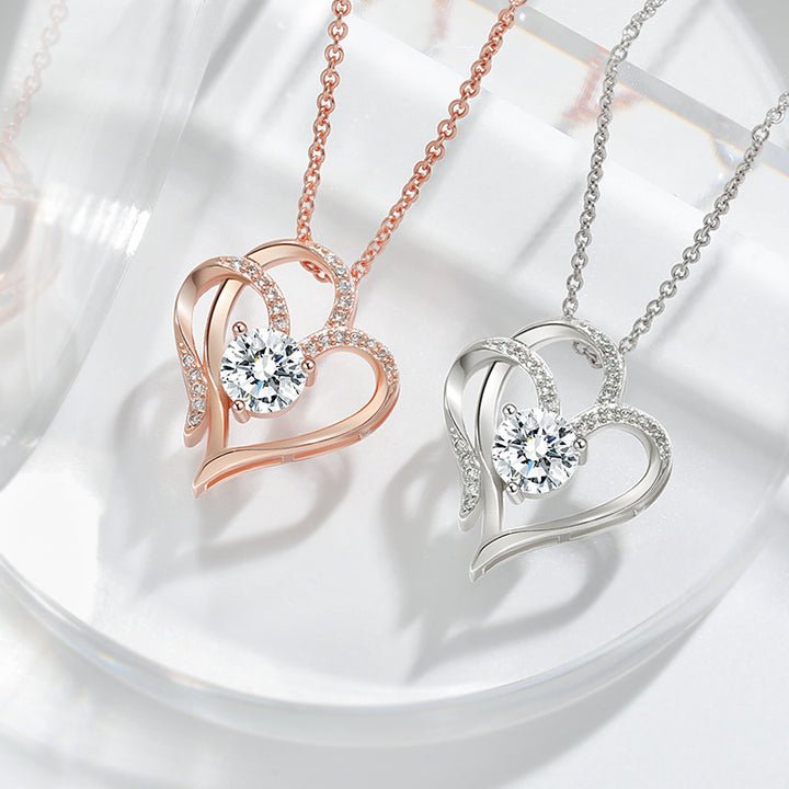 Zircon Double Love Necklace With Rhinestones | Confetti Living