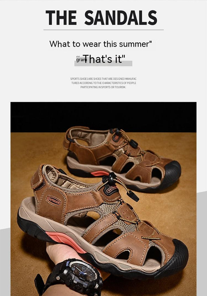 Men's Authentic Leather Baotou Beach Sandals