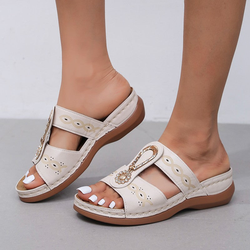 Womens Roman Style Wedge Sandals in White | Confetti Living