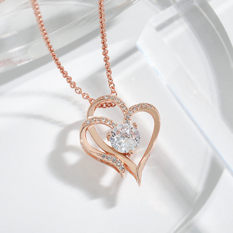Zircon Double Love Necklace With Rhinestones | Confetti Living