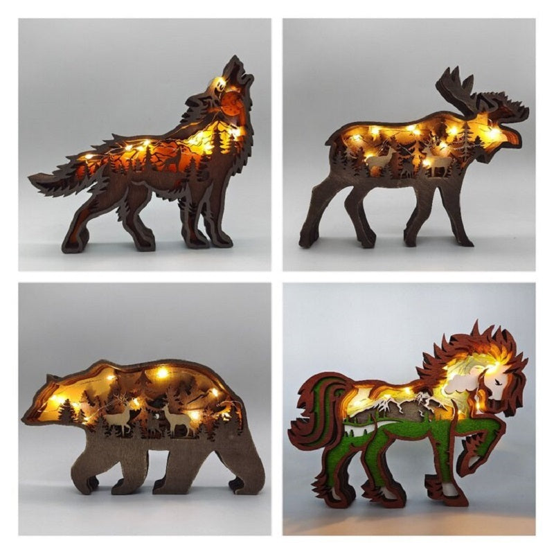 Wooden 3D Animal Sculpture with Lights | Confetti Living