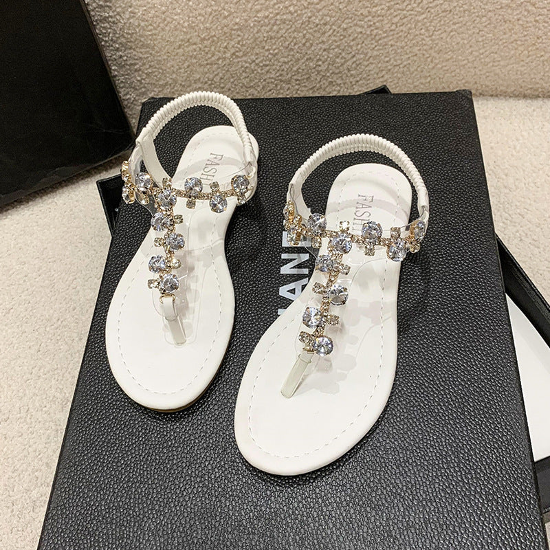 Women's Rhinestone Diamond Summer Sandals in White | Confetti Living