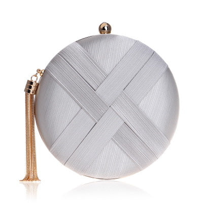 Women's Tassel Clutch Bag in Round Silver | Confetti Living