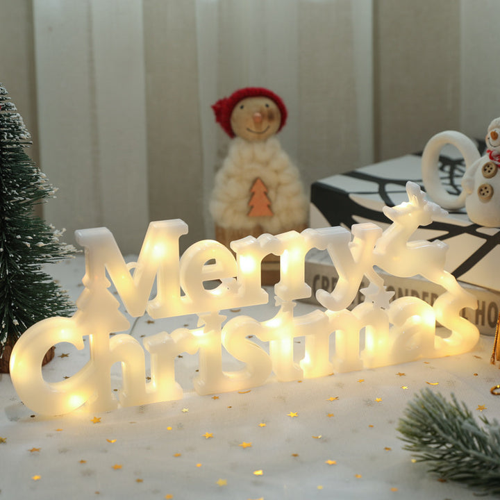 Christmas Window Decoration LED String Lights Showing Merry Christmas Sign | Confetti Living