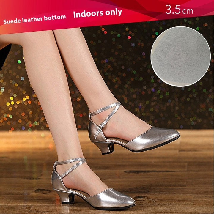 Women's Latin Soft Bottom Dance Shoes in Silver 35mm heels | Confetti Living