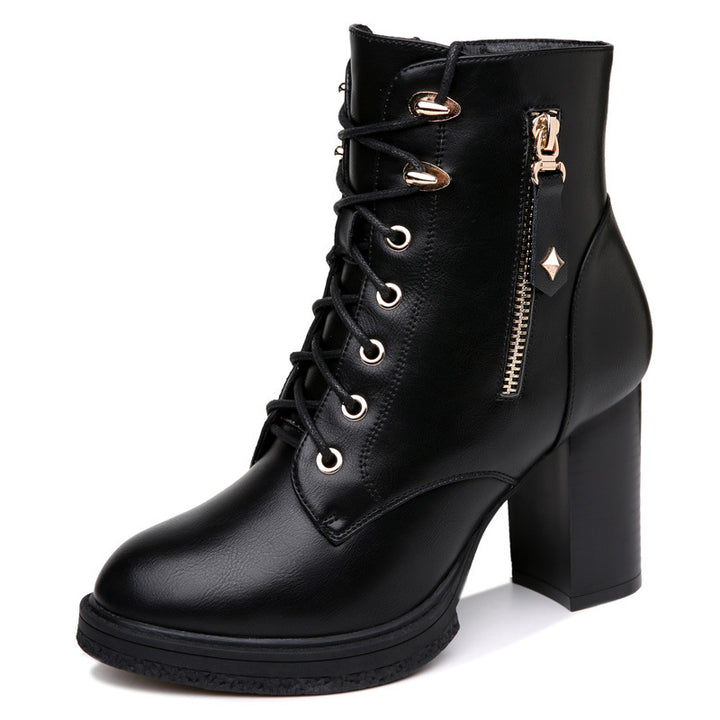 Women's British Style Retro Boots with High Heels | Confetti Living