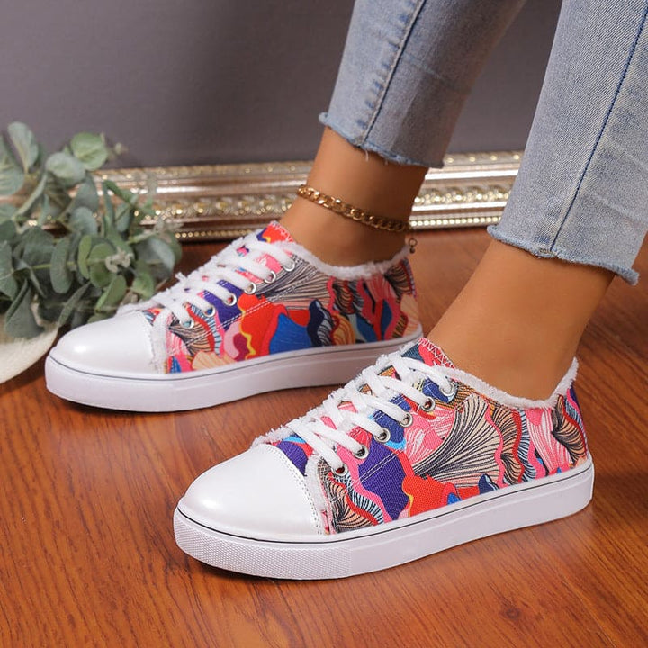 Women's Flower Design Versatile Canvas Shoes showing Big Flower Design | Confetti Living