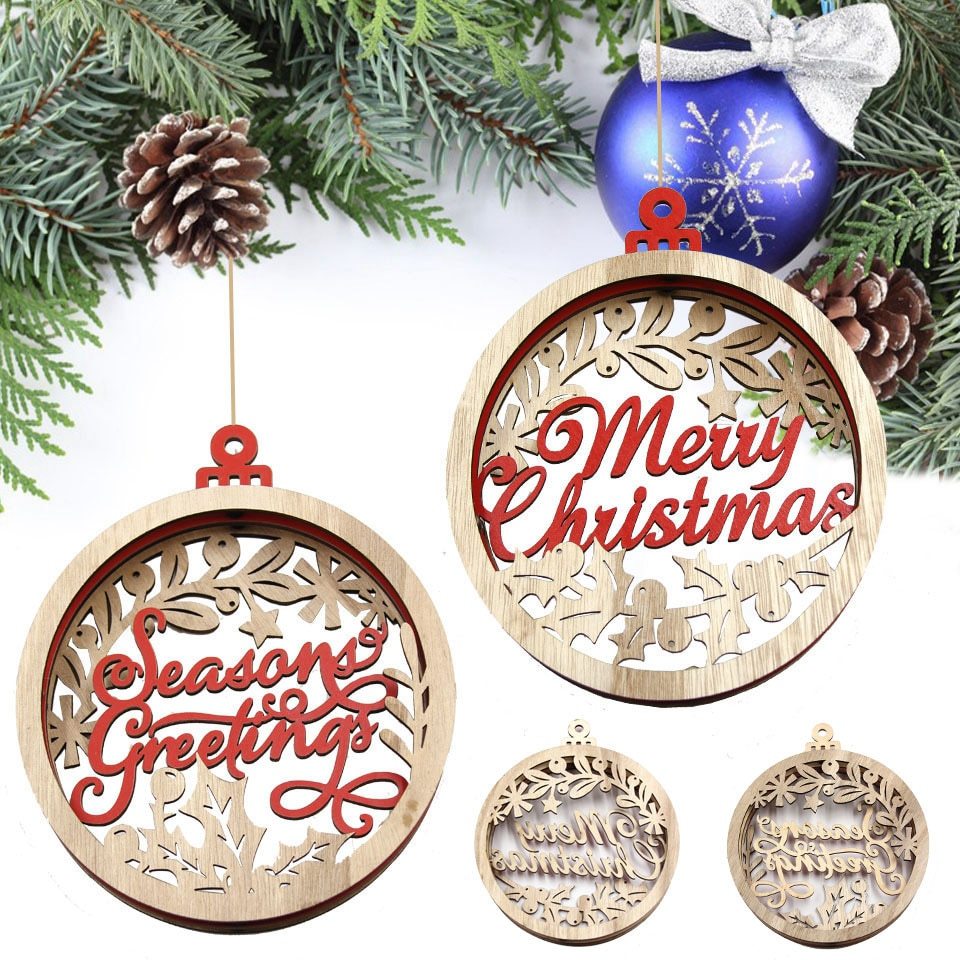 Christmas Engraved Hanging Ornaments showing greeting designs | Confetti Living