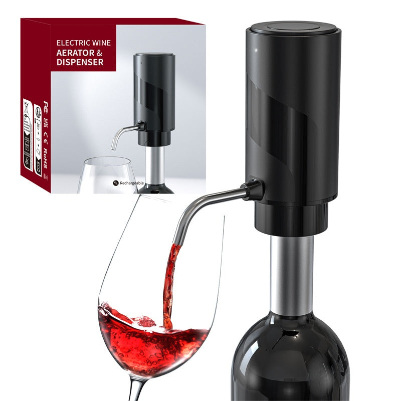 Home Bar Electric Wine Aerator And Decanter Pump showing in use | Confetti Living