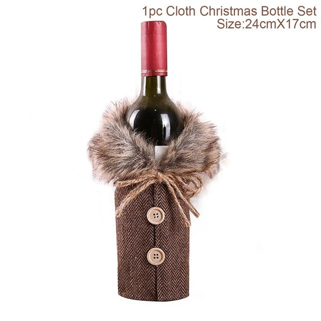 Christmas Wine Bottle Covers Showing Brown Coat | Confetti Living