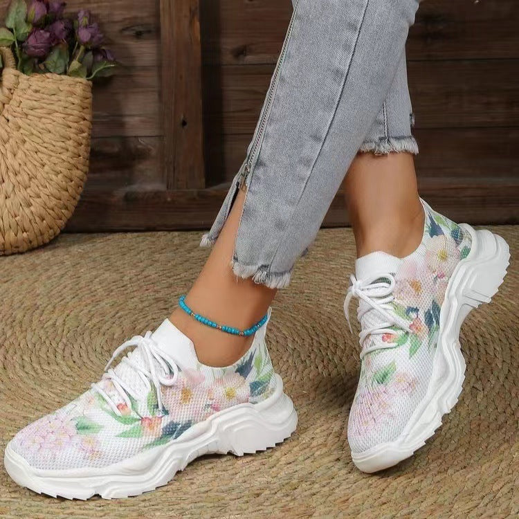 Women's Printed Flowers Casual Running Shoes | Confetti Living