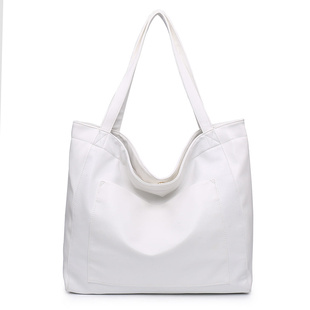 Women's Large Capacity Oil Wax Tote Bag in White | Confetti Living