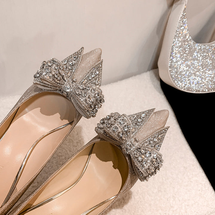 Women's Rhinestone Bow High Heels | Confetti Living