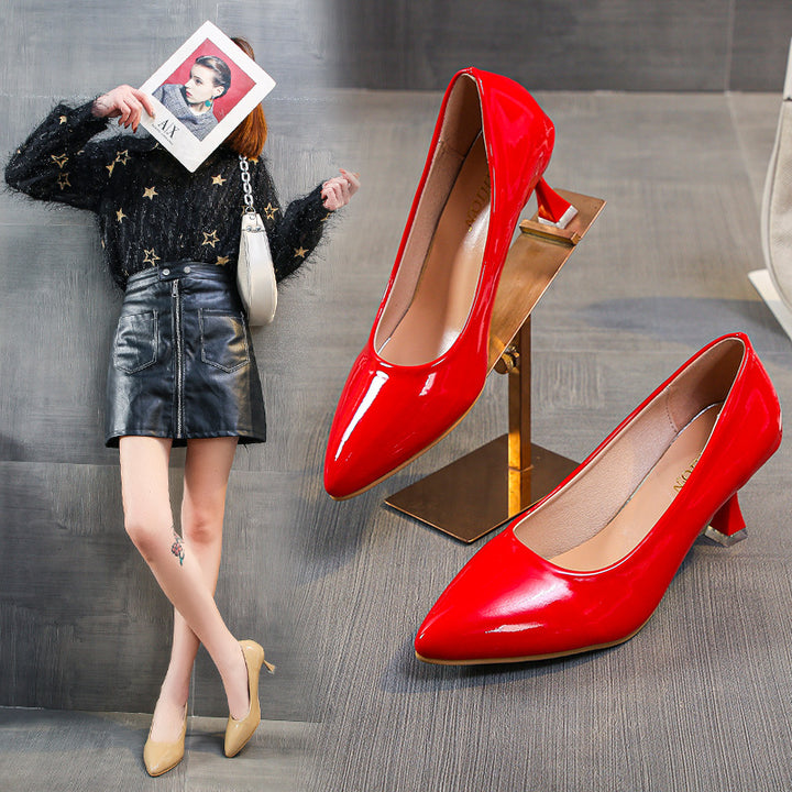 Women's Patent Leather Pointed High Heels | Confetti Living