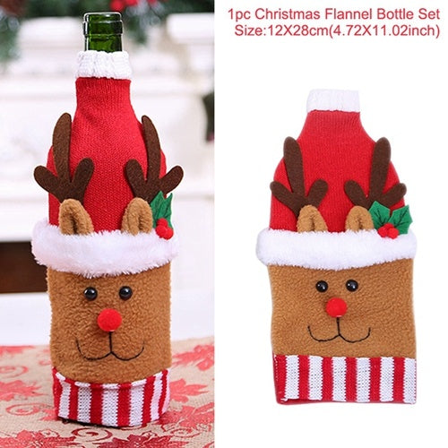 Christmas Wine Bottle Covers Showing Red with Reindeer | Confetti Living