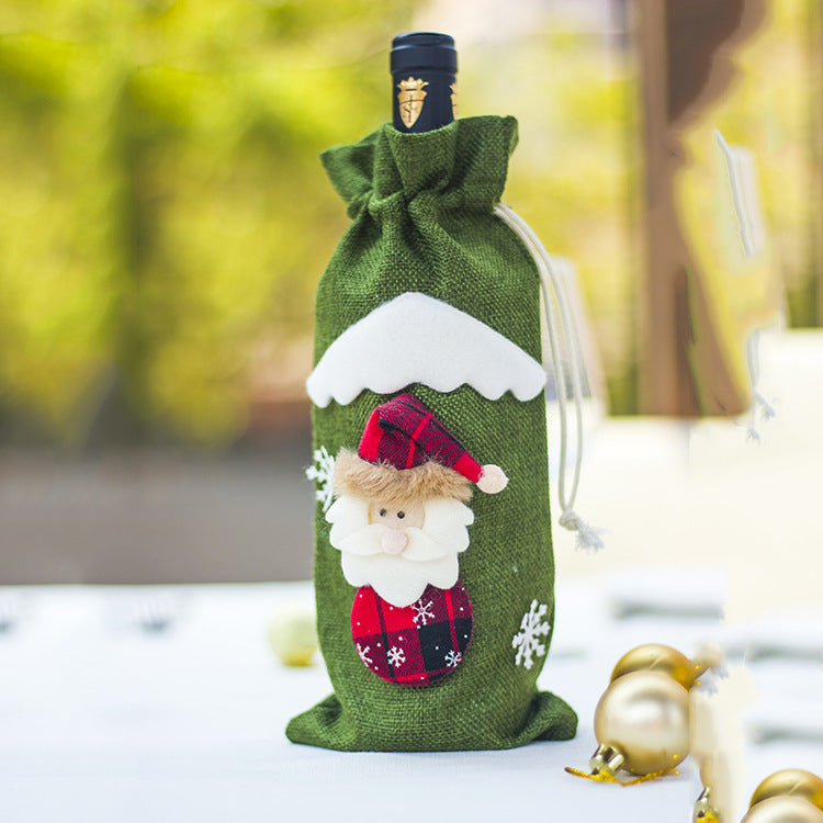 Christmas Wine Bottle Covers Showing Green with Santa | Confetti Living