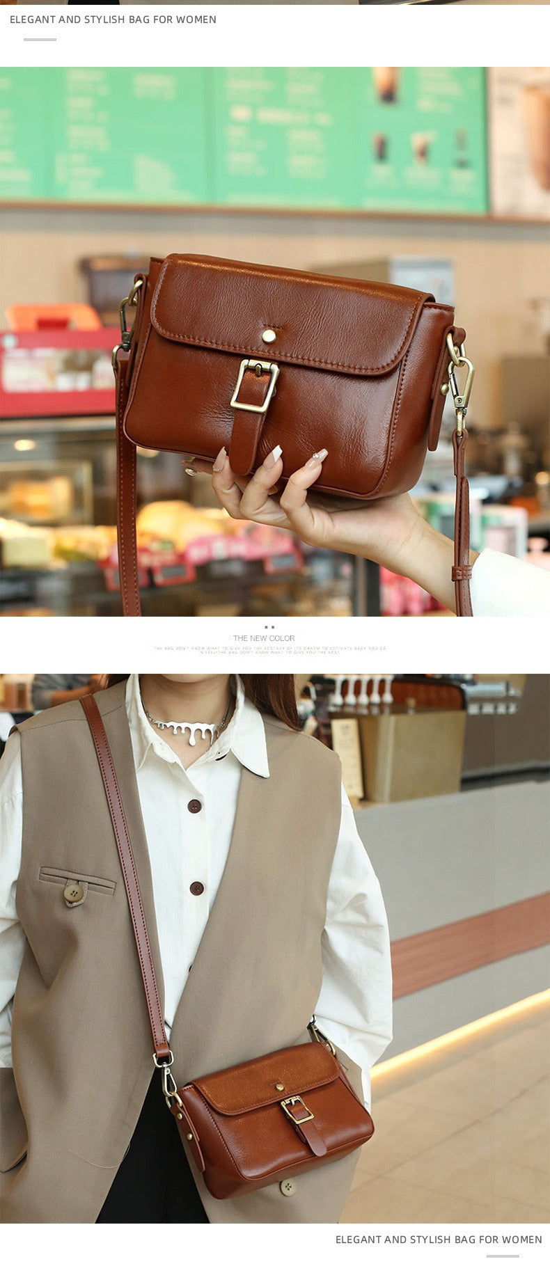 Women's Retro Leather Small Square Shoulder Bag