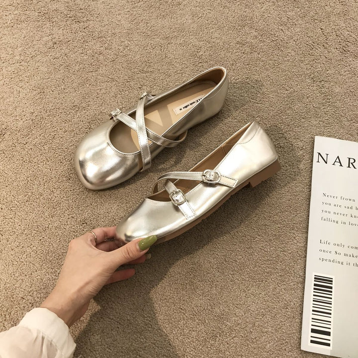 Women's Mary Jane Casual Shoes in Silver | Confetti Living