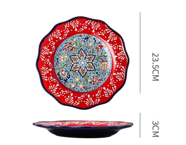 Bohemiam Glazed Ceramic Serving Plates