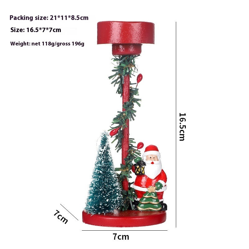 Decorative Christmas scene with a red pole, small tree, and Santa Claus figure, showing measurements and weight details.