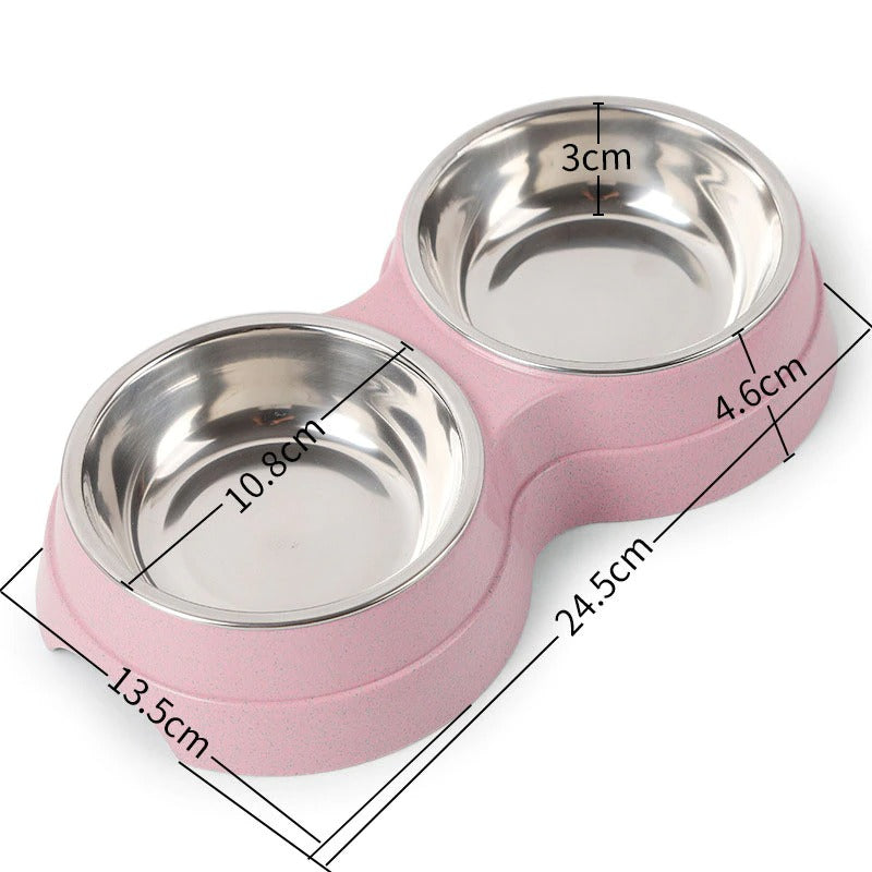 Double Pet Bowls for Food and Water showing dimensions | Confetti Living