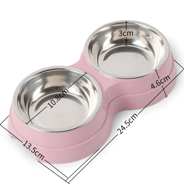 Double Pet Bowls for Food and Water showing dimensions | Confetti Living