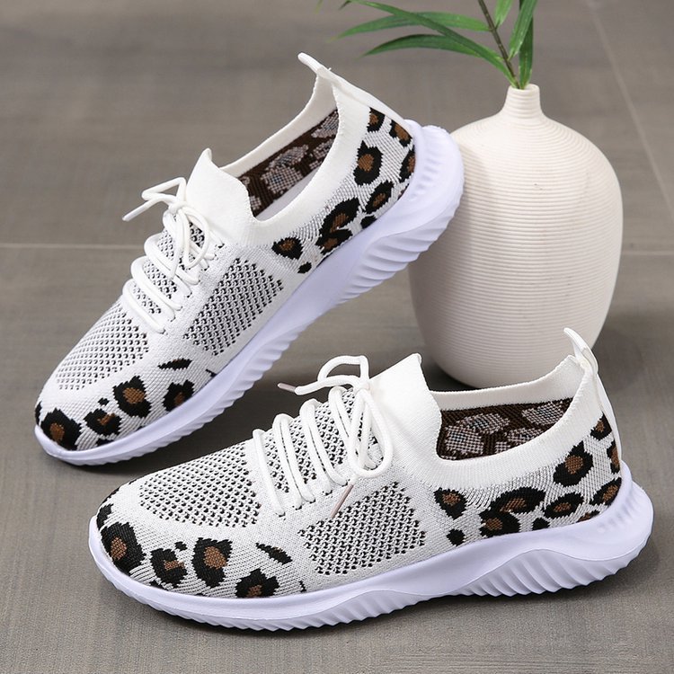 Women's Leopard Print Lace-up Sneakers