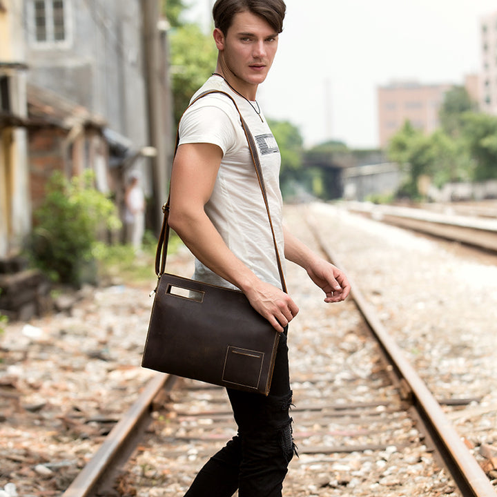 Crazy Horse Casual Leather Messenger Bag | Confetti Living