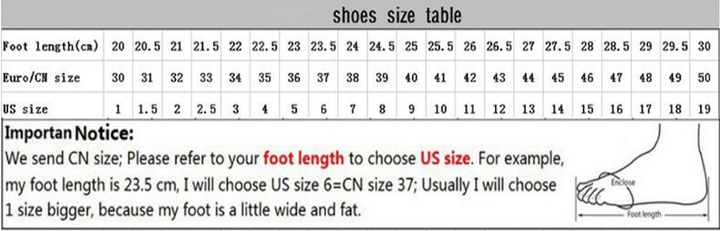 Women's Stiletto Heel Banquet Shoes showing Size Table | Confetti Living