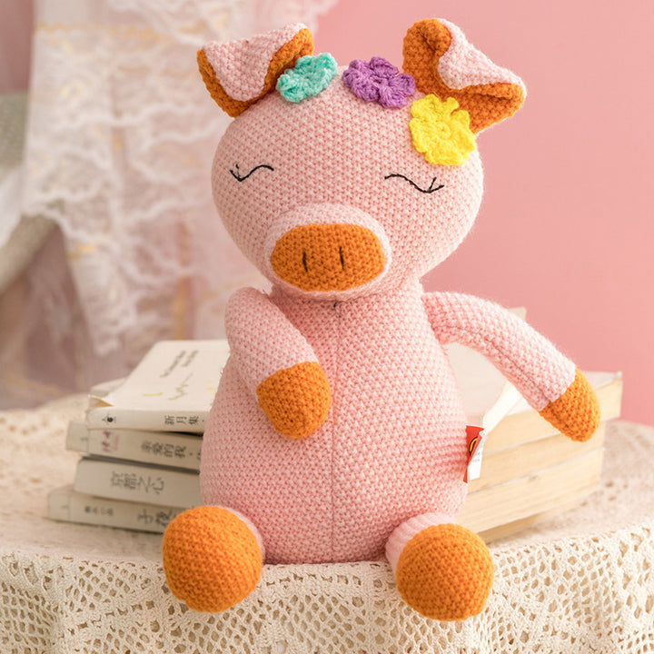 Woollen Stuffed Animal Dolls showing Pink Pig | Confetti Living