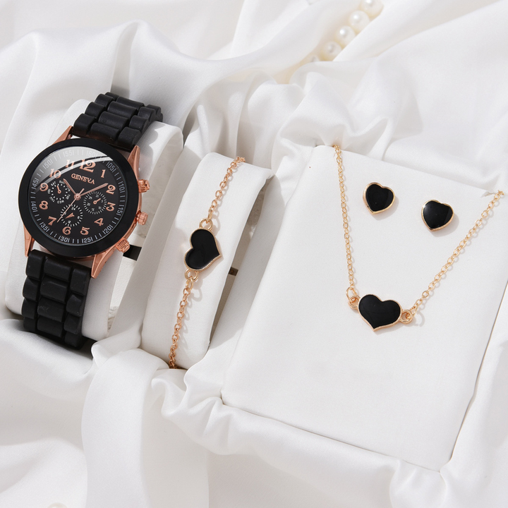 Women's Classic Leather Strap Watch and Jewellery Set | Confetti Living