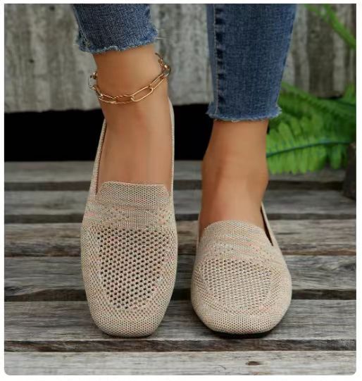 Women's Low Top Casual Flat Shoes in Beige | Confetti Living