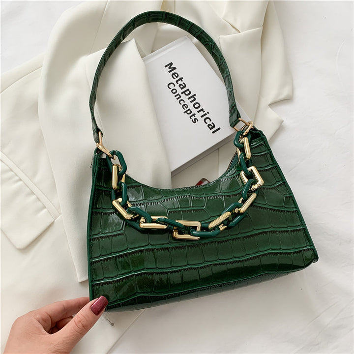 Women's Fashion Textured Shoulder Bag shown in Green | Confetti Living