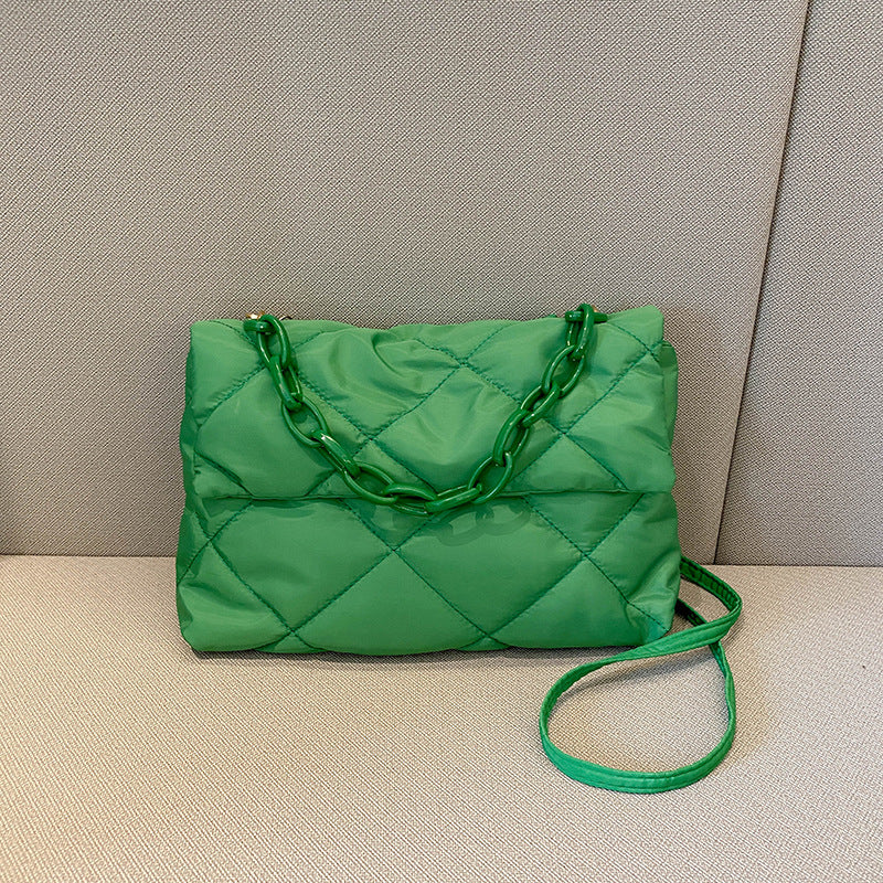 Women's Diagonal Cross Grid Shoulder Bag in Green | Confetti Living