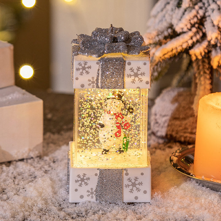 Christmas Decorations Crystal Gift Box Lights showing Snowman Style 2 | Confetti Living