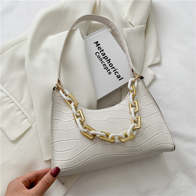 Women's Fashion Textured Shoulder Bag shown in White | Confetti Living