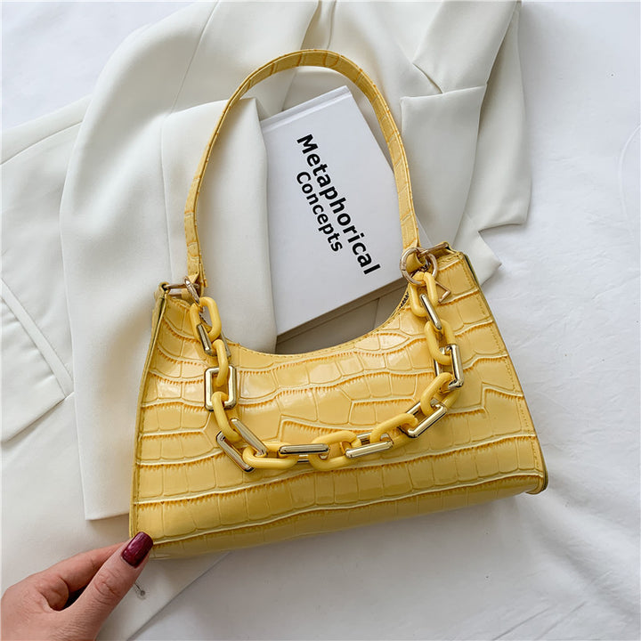 Women's Fashion Textured Shoulder Bag shown in Yellow | Confetti Living