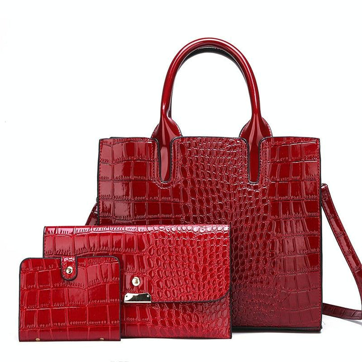 Women's Versatile Red Crocodile Pattern Shoulder Bag