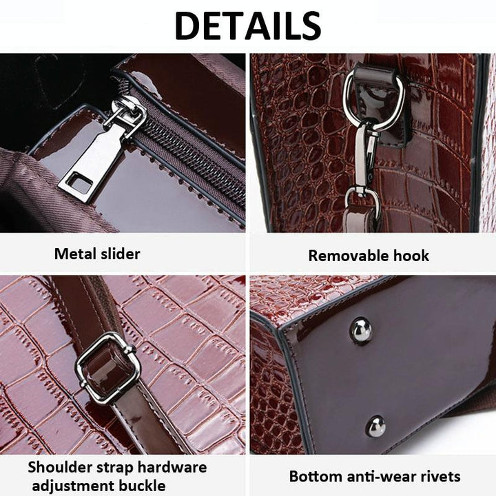 Women's Versatile Red Crocodile Pattern Shoulder Bag