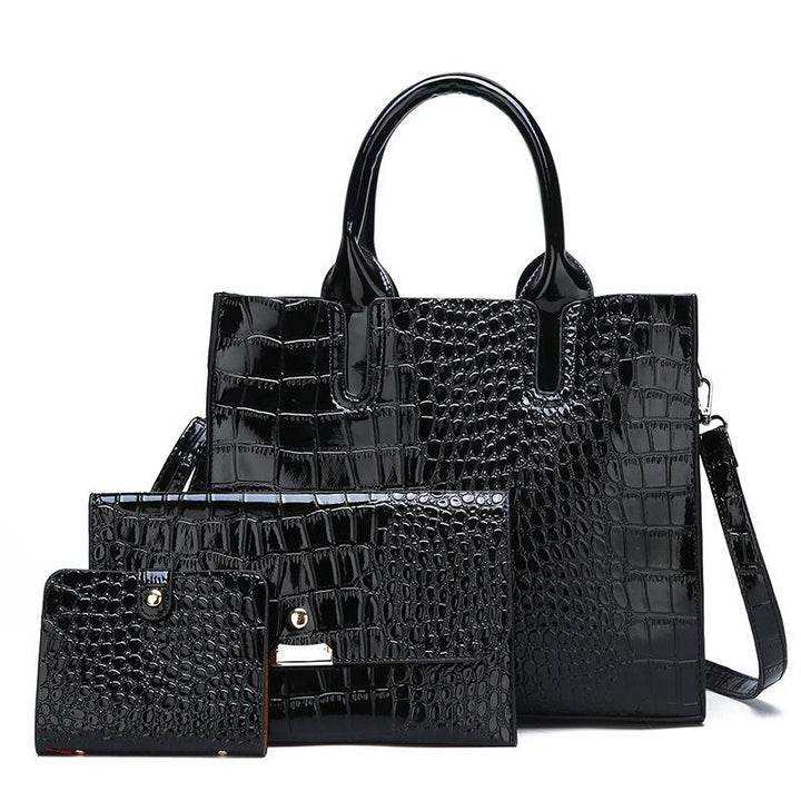 Women's Versatile Red Crocodile Pattern Shoulder Bag