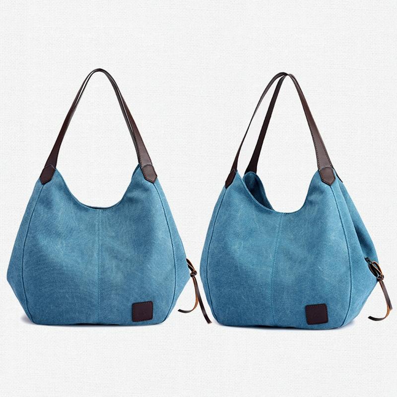 Women's Retro Art Shoulder Bag - Lake Blue