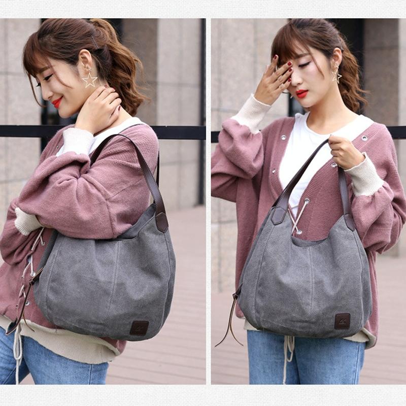 Women's Retro Art Shoulder Bag - Lake Blue