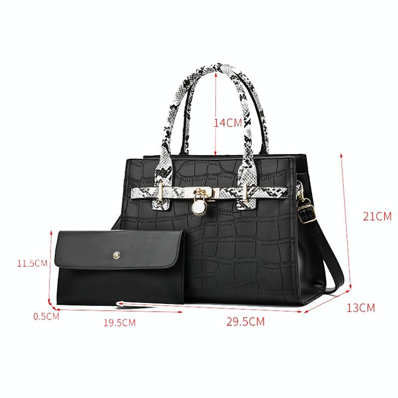 Women's Large Capacity Stone Pattern Handag with Purse - Green