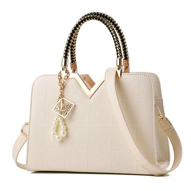 Women's Zipper Leather Shoulder Bag - Rose Red