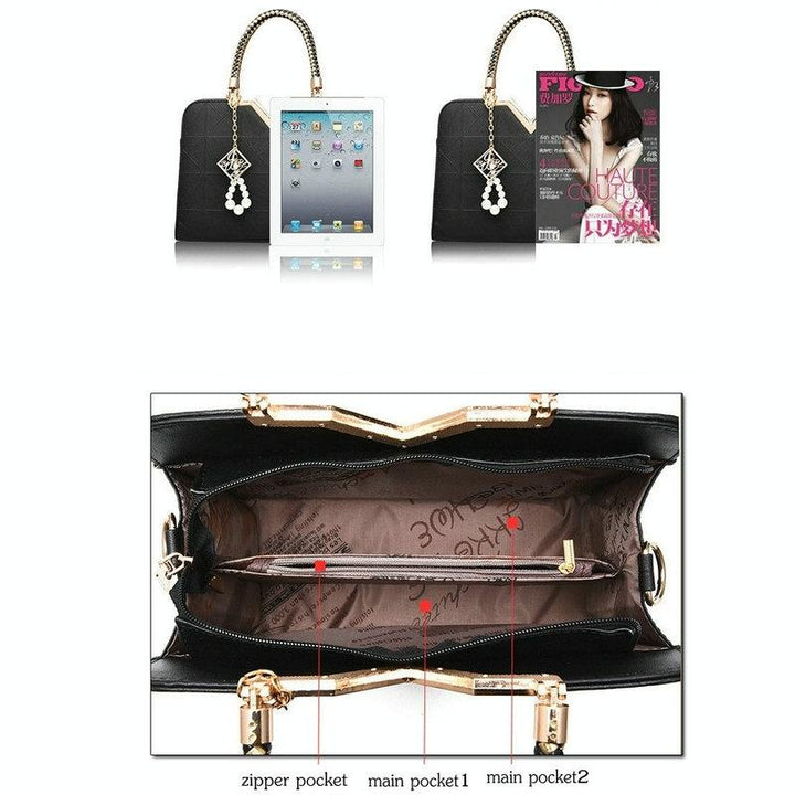 Women's Zipper Leather Shoulder Bag - Rose Red