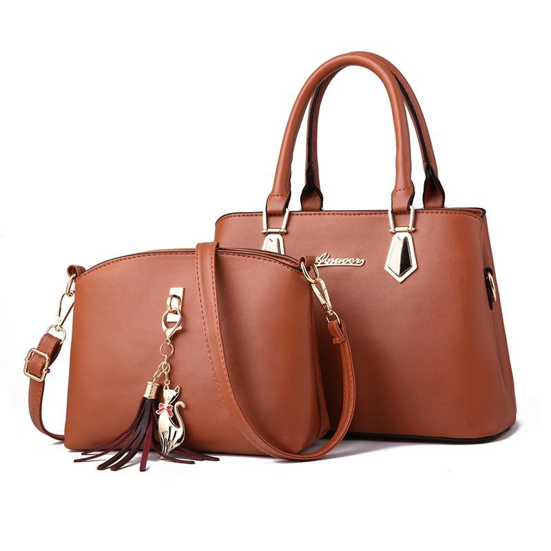 Women's Messenger Bag and Large Capacity Bag Set - Black