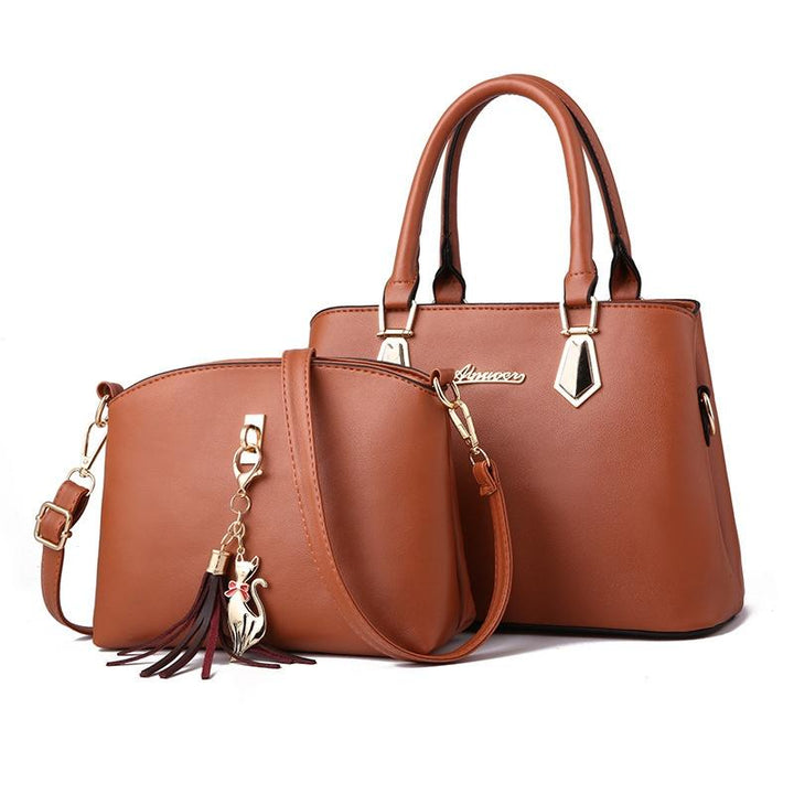 Women's Messenger Bag and Large Capacity Bag Set - Black