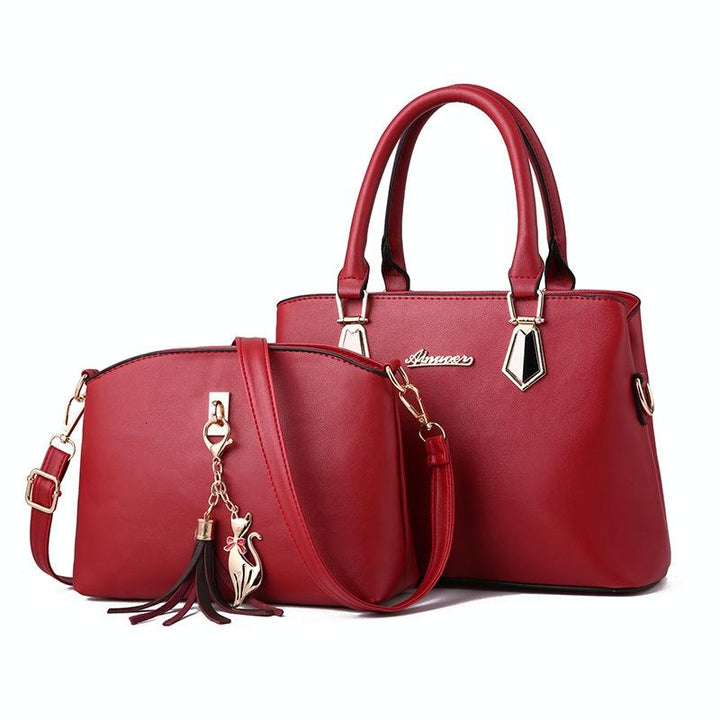 Women's Messenger Bag and Large Capacity Bag Set - Black