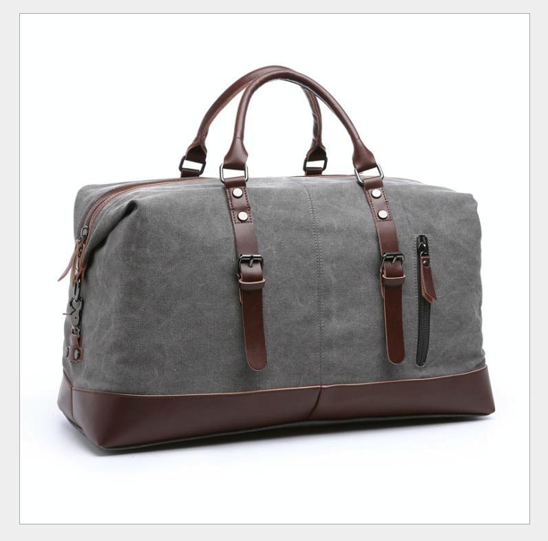 Men's Leather Duffel Bag - Black
